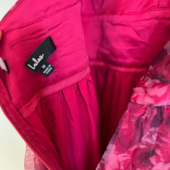 NWOT Lulus Romance That Wows Magenta Floral Print Organza Maxi Dress - Picture 5 of 8